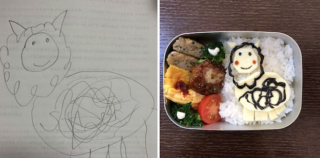 Арт-терапия: папа воплощает рисунки дочери в еде