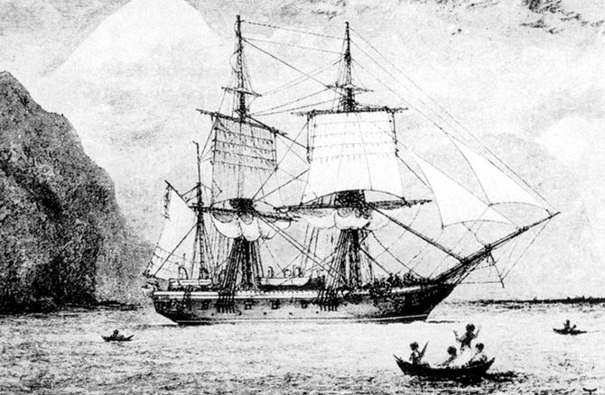 Корабль «Бигль», на котором Дарвин совершил кругосветное путешествие. 
